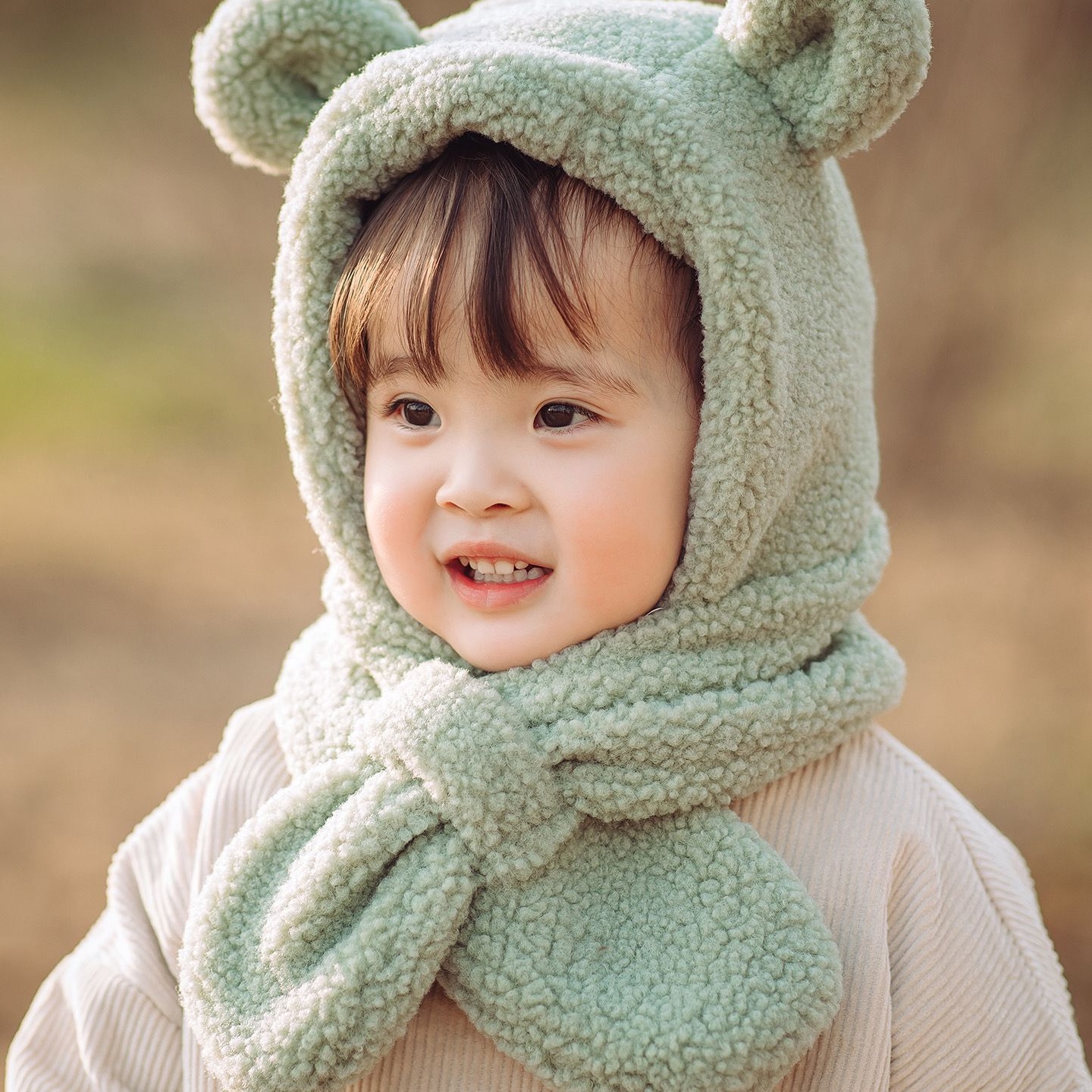 儿童宝宝帽子围巾一体婴儿可爱秋冬宝宝超萌防风冬季加厚保暖护耳