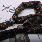 网红复古时尚 方巾嘻哈男女士 糖草心皮扣围巾领巾方巾秋冬个性