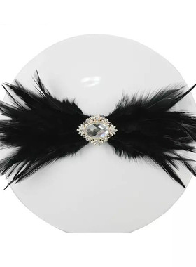 韩式黑色羽毛领结婚礼服司仪表演大合唱领花学生艺术个性潮流煲太