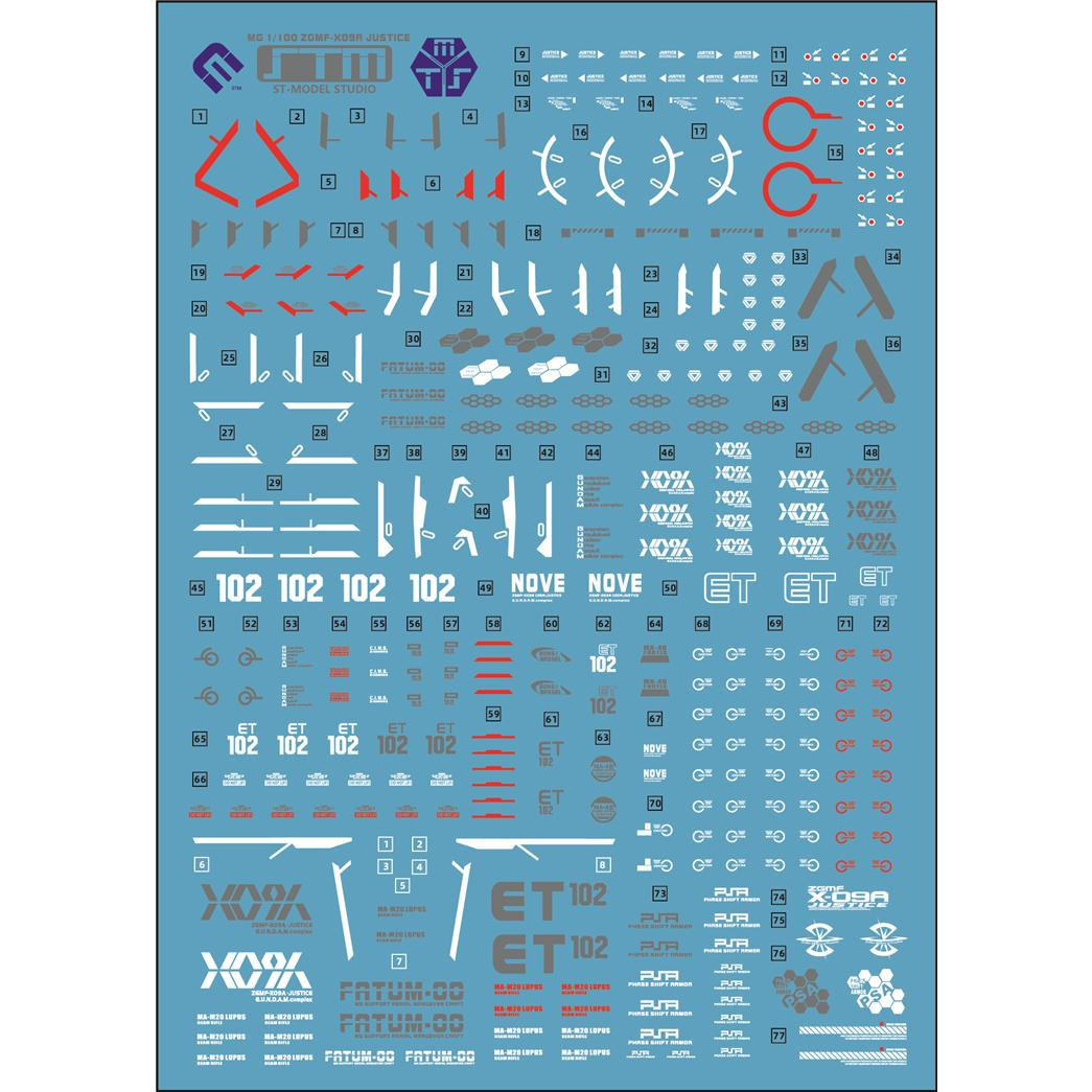 thumbnail for 【Stm】Mg 1:100 Justice Gundam Zgmf-X09A Justice Gundam. Special Decals