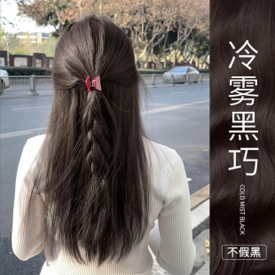 冷雾黑巧色染发膏莫奈肉桂黑茶色染发剂学生党不明显2025显白植物