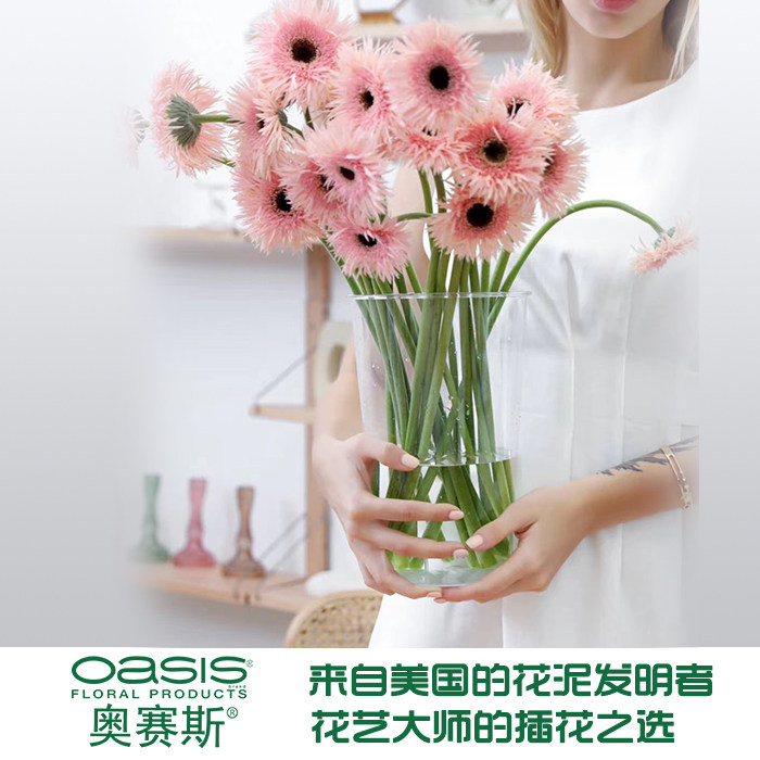 透明圆形花桶耐摔鲜花筒塑料桶pc材质展示花桶花束插花花店专用