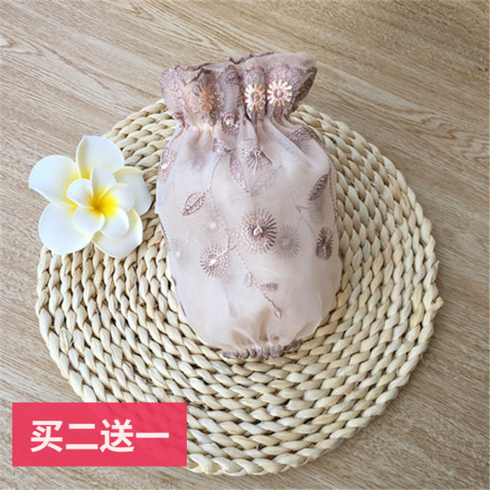 咖啡双层蕾丝短款袖套成人秋冬防污护女士办公工作套袖袖韩版袖头