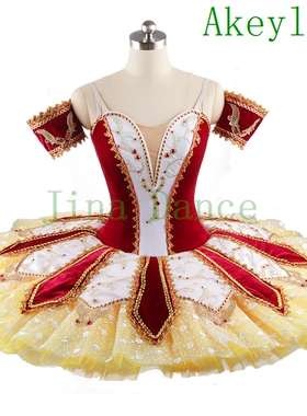 专业芭蕾舞裙tutu酒红黄色GDC芭蕾舞大赛服装量身定制儿童大人款