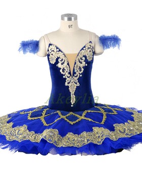 宝蓝色 TUTU专业芭蕾手工盘裙成人演出服蓝鸟变奏睡美人粉紫色