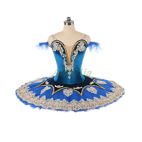 彩蓝色专业芭蕾裙 ballet tutu量身定制演出比赛手工盘裙11层硬纱