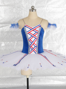 Jina dance 简版巴黎的火焰tutu演出服艺考国际比赛盘裙红白蓝