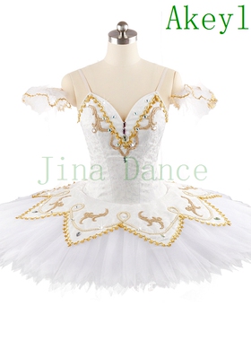Jina Dance量身定制无弹专业芭蕾舞裙睡美人白色TUTU比赛表演出服