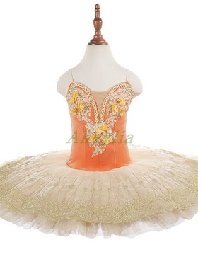 橙色专业芭蕾舞裙表演出服tutu比赛练习蓝紫色蓬蓬裙仙女变奏