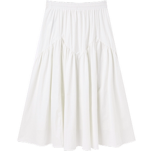 太平鸟女装夏季新款品质白色中长裙垂坠时尚褶皱感长裙A1GFE2414