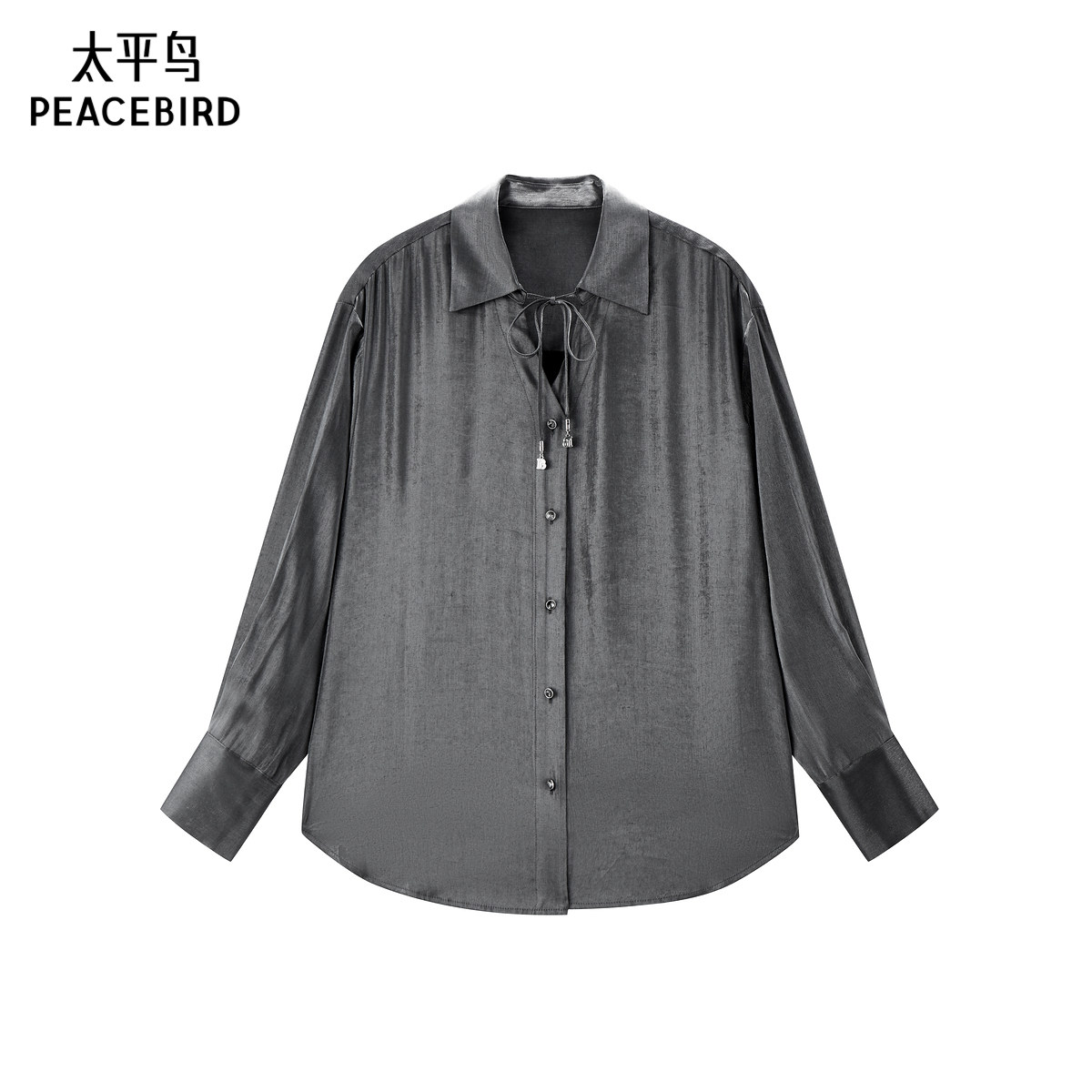 太平鸟系带衬衫
