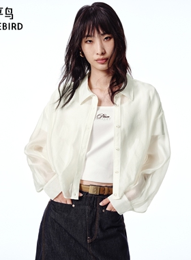 【商场同款】太平鸟女装2025年夏季新款白色廓形衬衫A1CAF2402