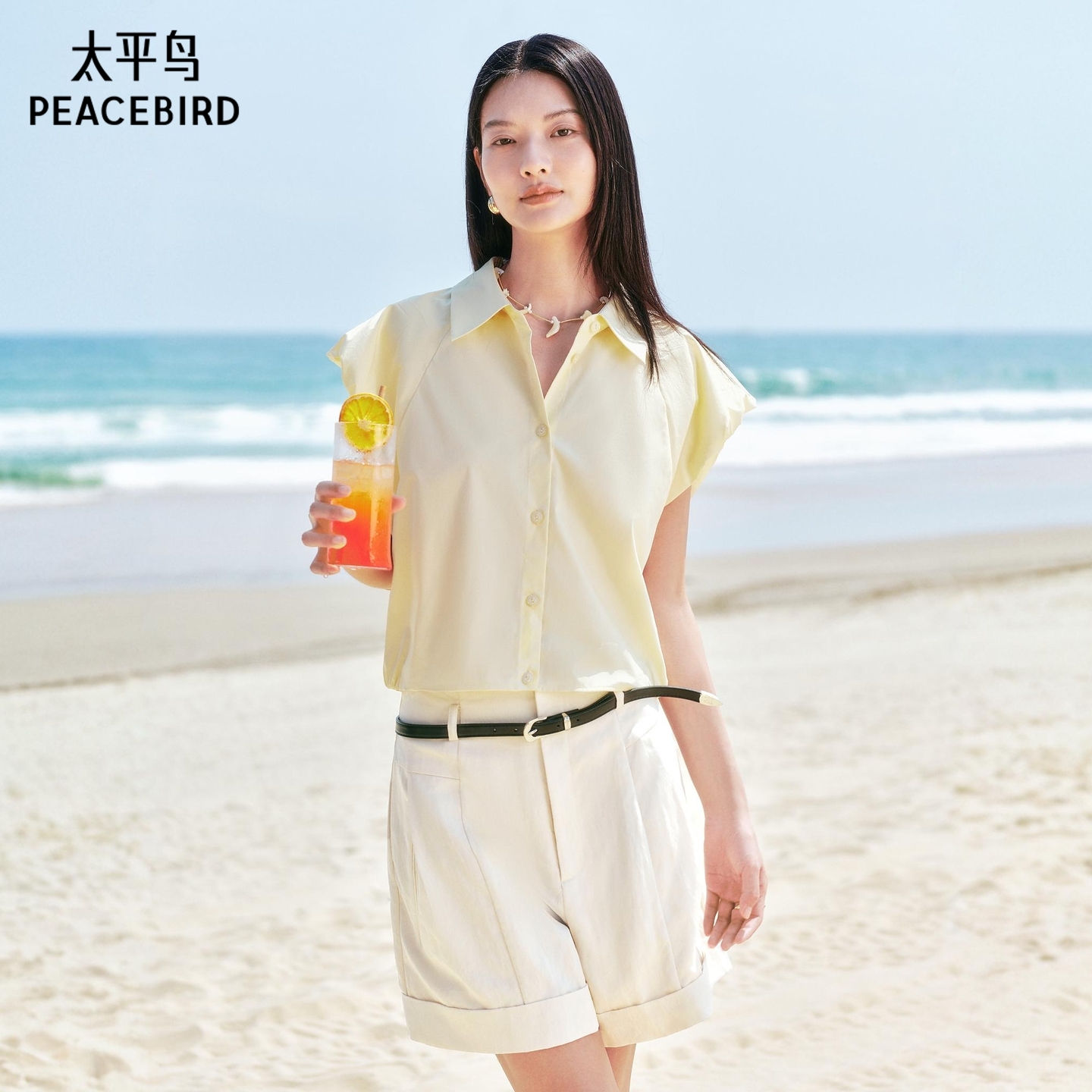 【商场同款】太平鸟女装2025年夏季新款褶皱设计衬衫A1CAF2502