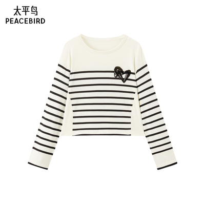 【商场同款】太平鸟25春秋新款条纹图案女套头针织衫A1EEF1478*