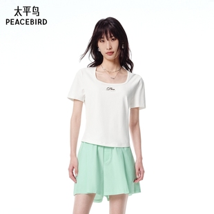 商场同款 混纺短袖 太平鸟女装 新款 T恤A1CNF2441 2025年夏季