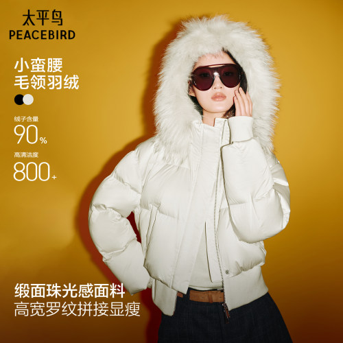 商场同款太平鸟毛领保暖羽绒服
