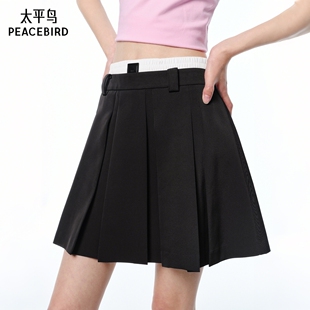 挺括垂顺半身百褶A字短裙腰头拼接A3GEF2129 新款 太平鸟女装 夏季