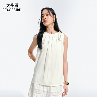 肩部个性 太平鸟 新款 上衣25夏季 绑带度假出游衣服 顺滑海岛丝无袖