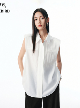 【商场同款】太平鸟25秋季新款摩登三醋酸无袖翻领衬衫A1CAF3P10