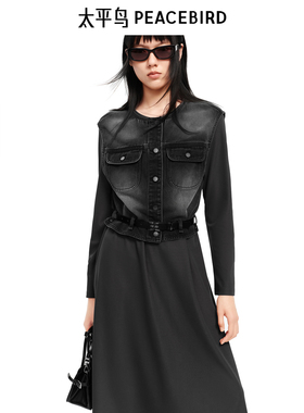 太平鸟女装工装风两件式连衣裙新款潮流酷长裙A3FAF1515