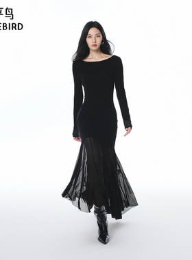 【商场同款】太平鸟莱赛尔绵羊毛混纺针织连衣裙女长袖A3FAF3263