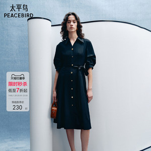 太平鸟女装2024年夏季款通勤衬衫连衣裙A1FAE2191