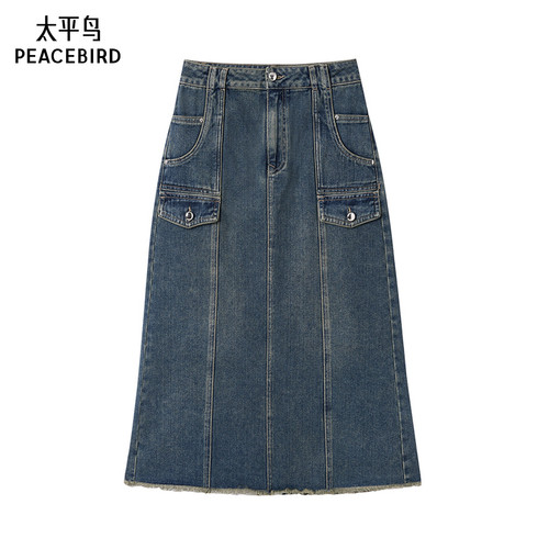 太平鸟女装年秋冬款工装牛仔裙A3HFE4183*