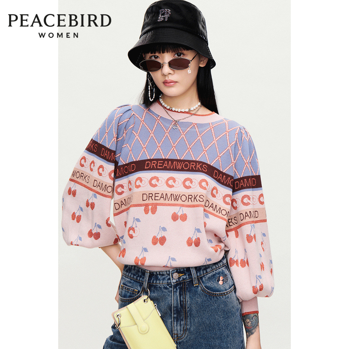 【商场同款】太平鸟2020秋季新款主题纹样线套衫A1EEA3304