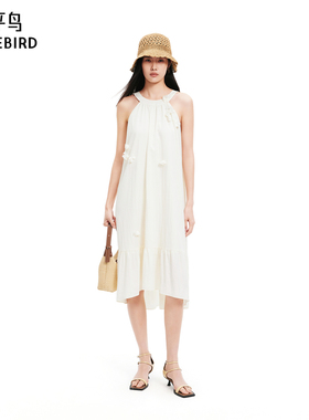 【商场同款】太平鸟女装2025年夏季新款挂脖连衣裙A1FAF2728