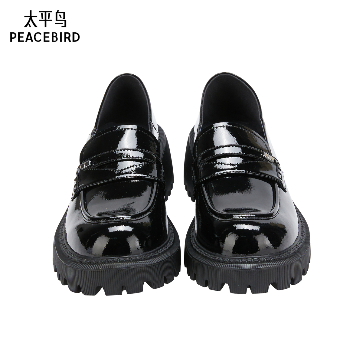 【商场同款】太平鸟女装2025夏季新款黑色PU方头单鞋A1ZAF2158