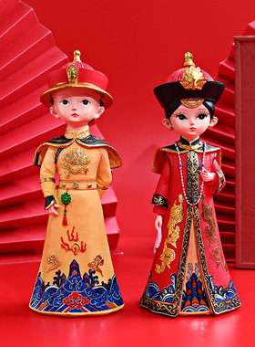 复古宫廷风皇上皇后树脂摆件大中小家居桌面人物婚庆树脂装饰礼品