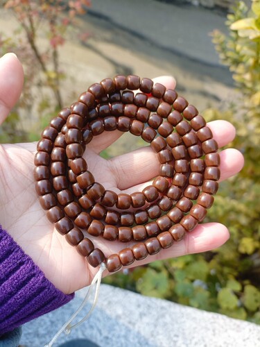天然渐变风化果菩提根彩色佛珠