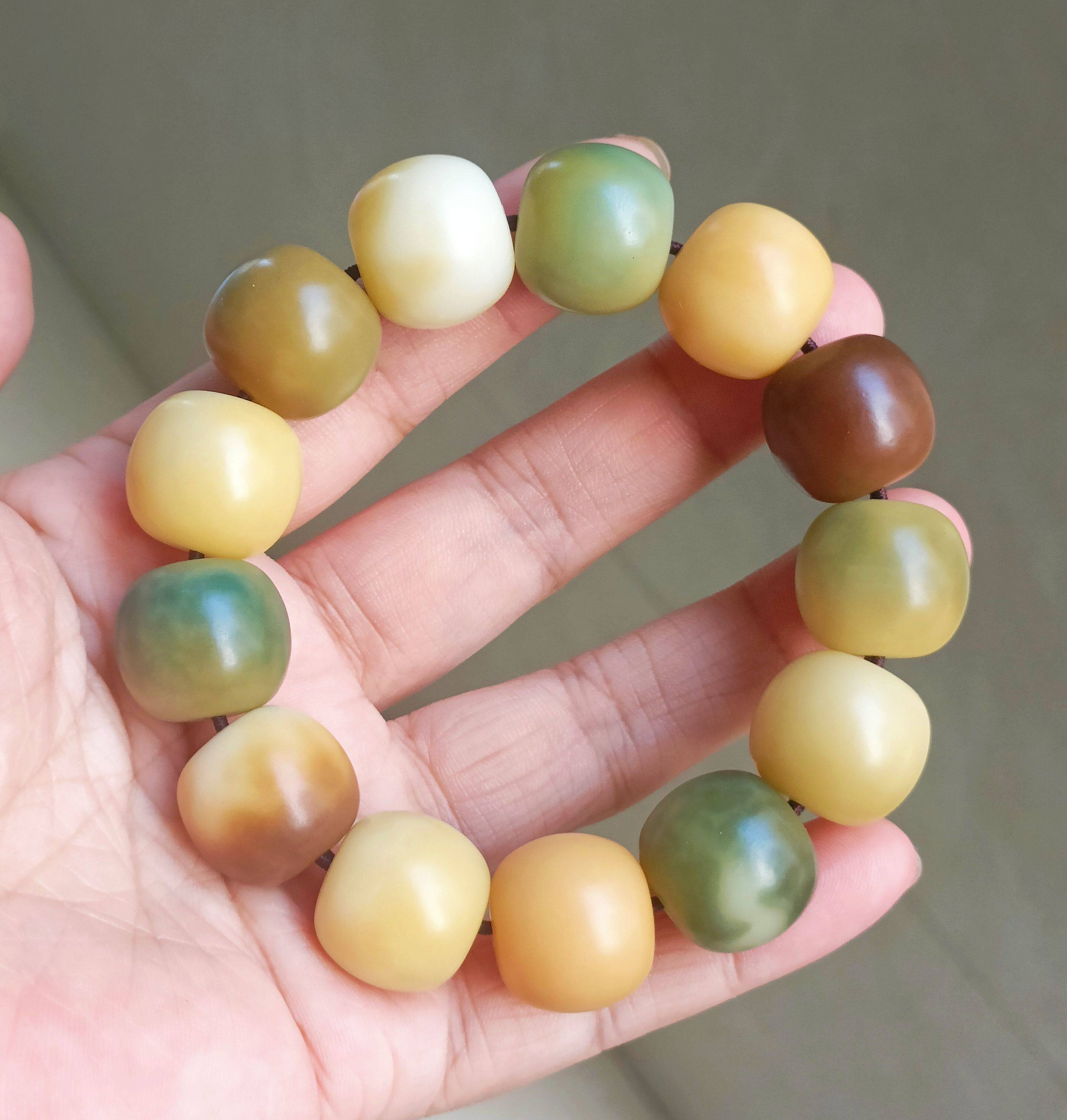 풍화 노란색 BODHI 루트 부처님 비즈 남성과 여성을위한 올드 타입 단일 원형 팔찌 부처님 비즈 OLD BODHI 씨앗 장난감 팔찌 액세서리
