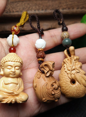 雕刻吊坠钥匙扣挂绳菩提莲花