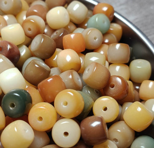 保真风化多彩菩提根散珠老型桶珠直切 隔珠白玉糖果色diy手工串珠