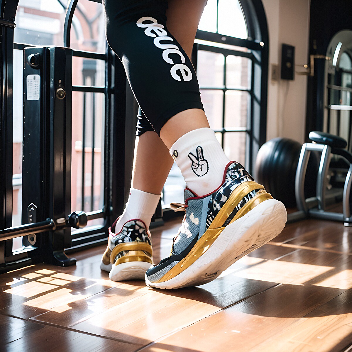 Deuce精英袜欧文手指刺绣中帮篮球袜速干防滑减震加厚毛圈运动袜