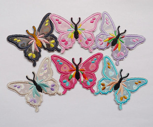 精美闪光蝴蝶刺绣布贴衣服DIY装 百搭绣花贴布小号 饰补丁贴花时尚