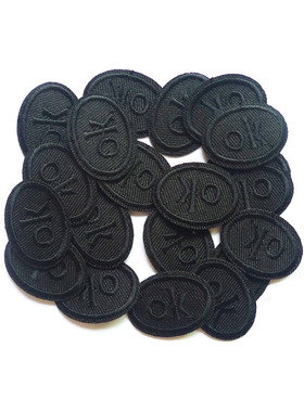 时尚衣服补丁贴布贴20个黑色小号黑线OK图标刺绣洗衣店酒店熨烫贴