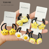 儿童发圈食玩芝士蛋糕可爱荷包蛋头绳女孩皮筋水晶星星发饰女新款