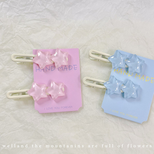 多巴胺少女发夹可爱透色星星侧边刘海夹儿童bb夹日韩发卡2024新款