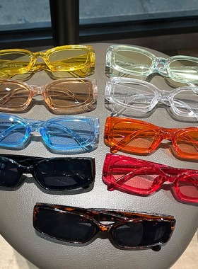 果冻色墨镜复古长方形眼镜