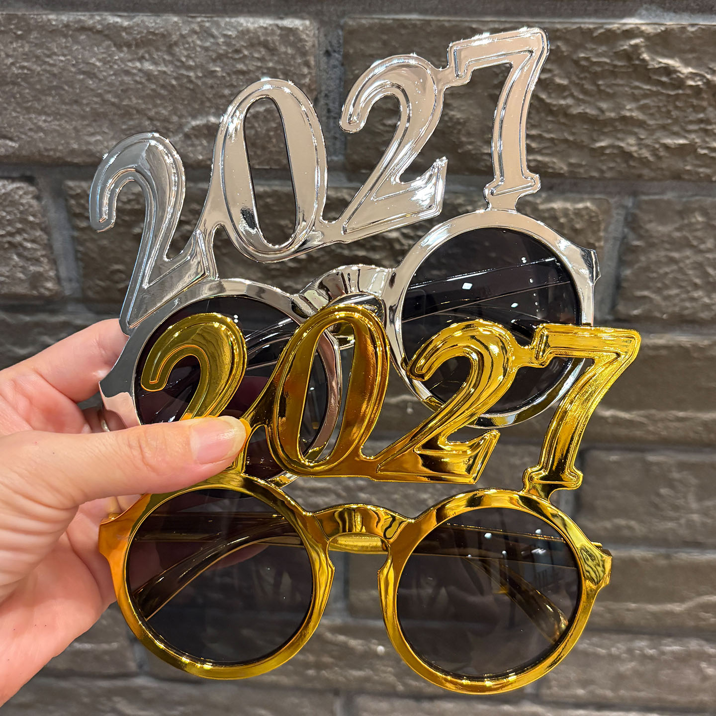 2027数字眼镜圆镜片装饰眼镜派对新年圣诞聚会节庆道具眼镜春节