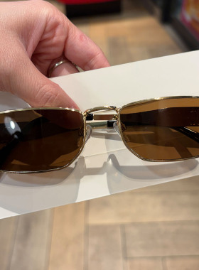港风复古高级感金属方形窄框墨镜男潮个性凹造型蹦迪街拍太阳眼镜
