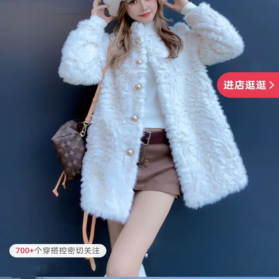 羊羔毛仿水貂绒皮草中长款