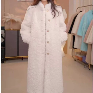 2025新款羊羔毛皮毛一体爆款富人区同款立领仿皮草毛毛外套大衣女