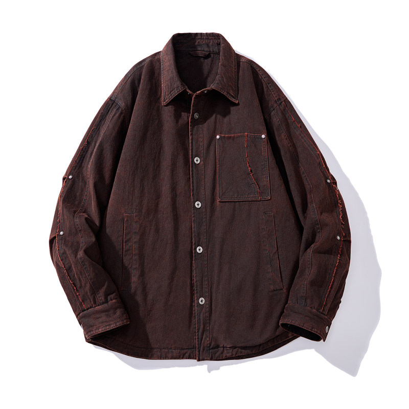 美式复古风短款羽绒服男立领