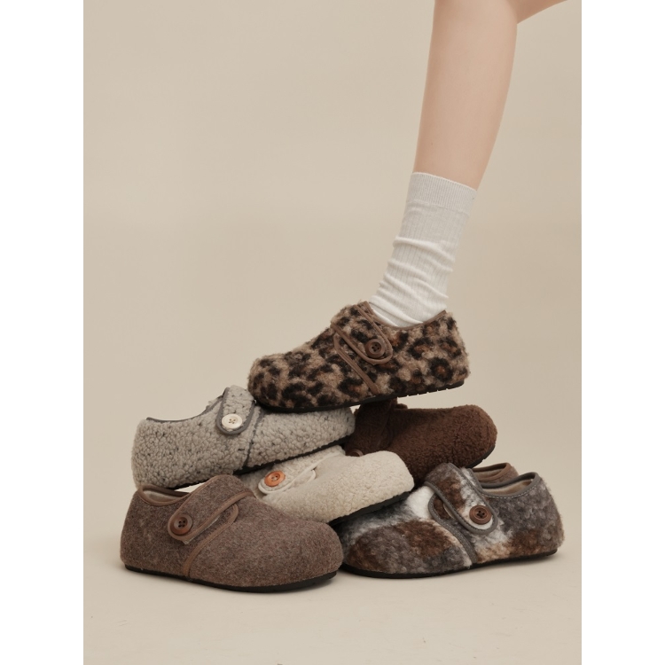 保暖一脚蹬棉鞋羊羔毛包跟勃肯鞋