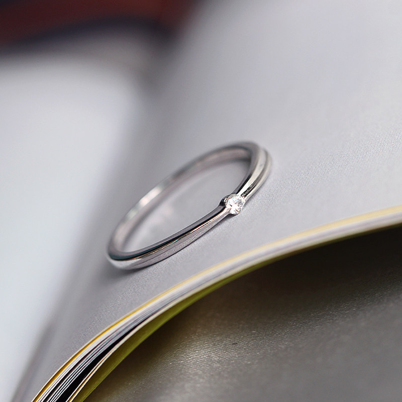 ins冷淡风网红925纯银锆石钻戒指