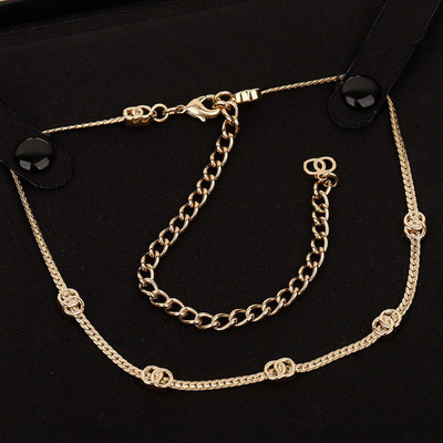 顶版全新24B五花choker七花项链十四花长链蛇骨项链镀金时尚百搭