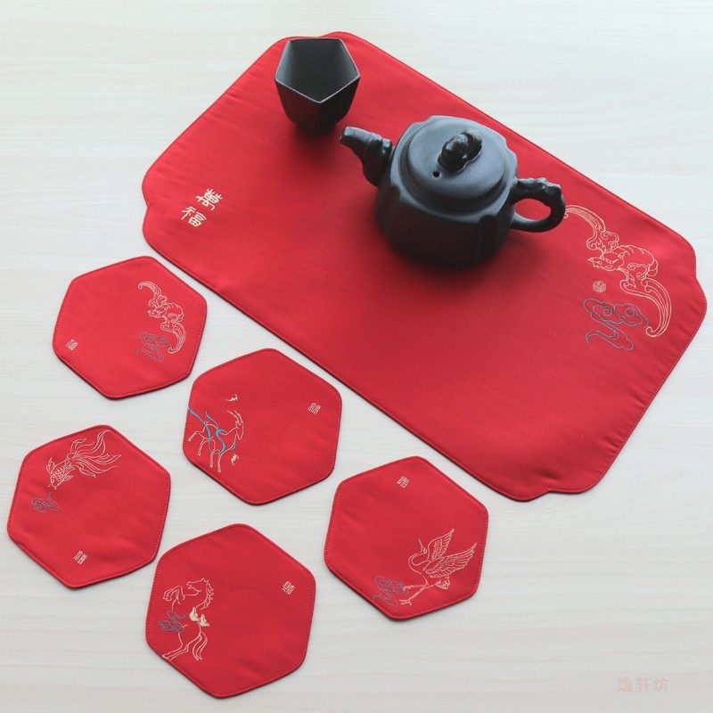文化创意杯垫餐垫茶席垫壶托隔热桌垫道配件结婚喜庆装饰用品布艺